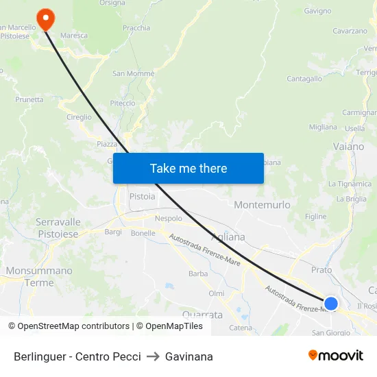 Berlinguer - Pecci Center to Gavinana map