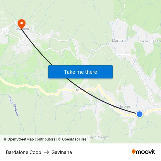 Bardalone Coop to Gavinana map