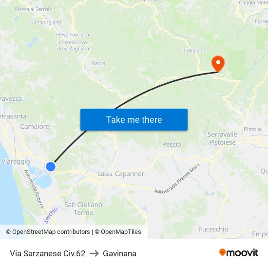 Via Sarzanese Civ.62 to Gavinana map
