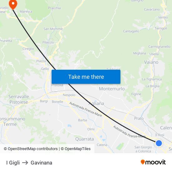 I Gigli to Gavinana map