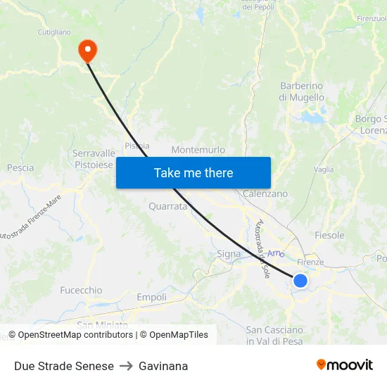 Two Roads Siena to Gavinana map
