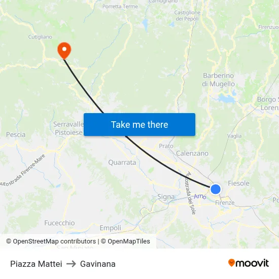Mattei Square to Gavinana map