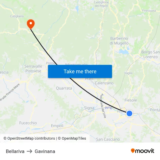 Bellariva to Gavinana map