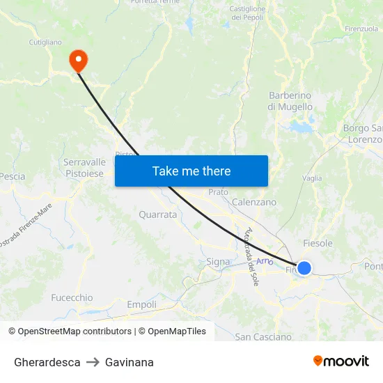 Gherardesca to Gavinana map