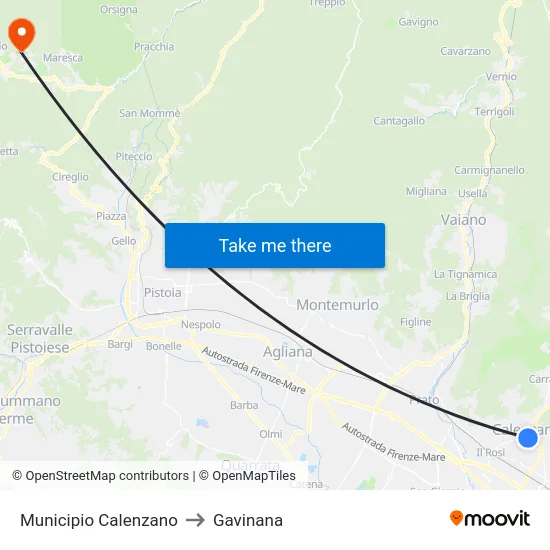 Municipio Calenzano to Gavinana map