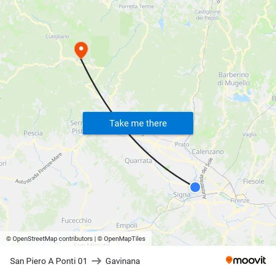 San Piero A Ponti 01 to Gavinana map