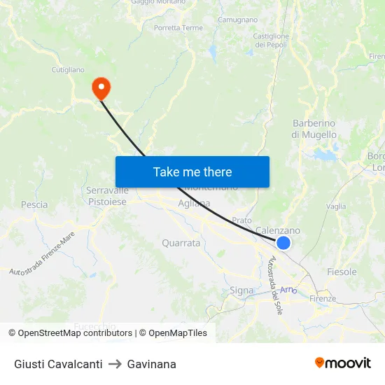 Giusti Cavalcanti to Gavinana map