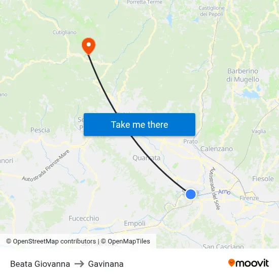 Beata Giovanna to Gavinana map