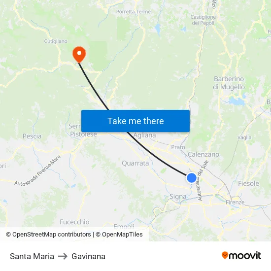 Santa Maria to Gavinana map