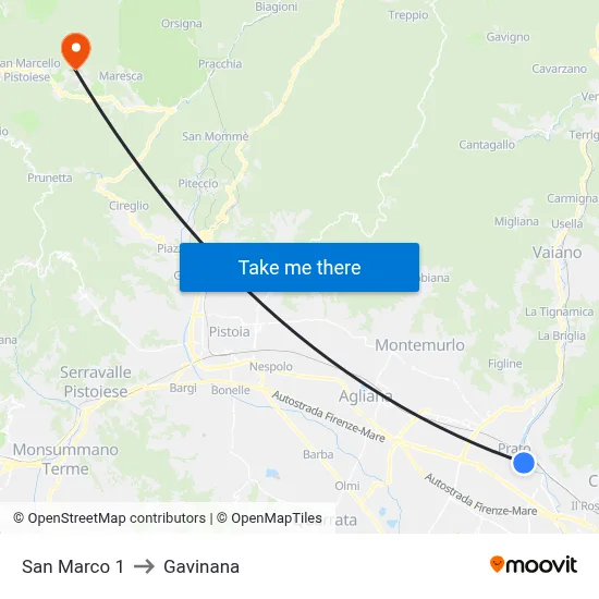 San Marco 1 to Gavinana map