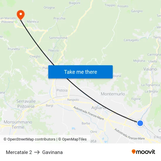 Mercatale 2 to Gavinana map