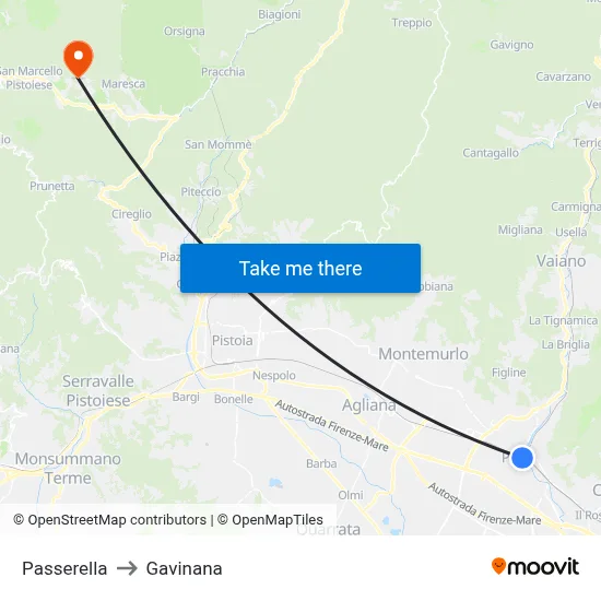 Passerella to Gavinana map