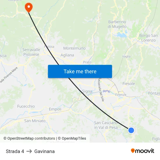 Road 4 to Gavinana map