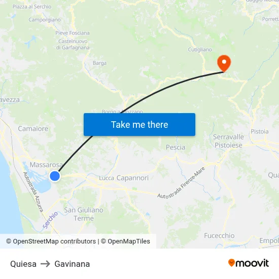 Quiesa to Gavinana map