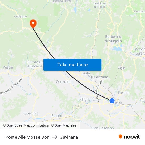 Ponte Alle Mosse Doni to Gavinana map