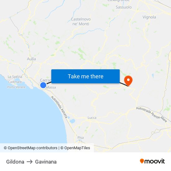 Gildona to Gavinana map