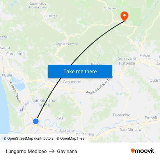 Lungarno Mediceo to Gavinana map