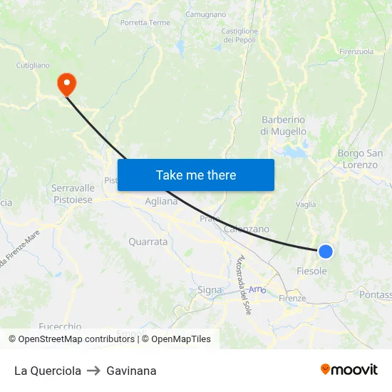 La Querciola to Gavinana map