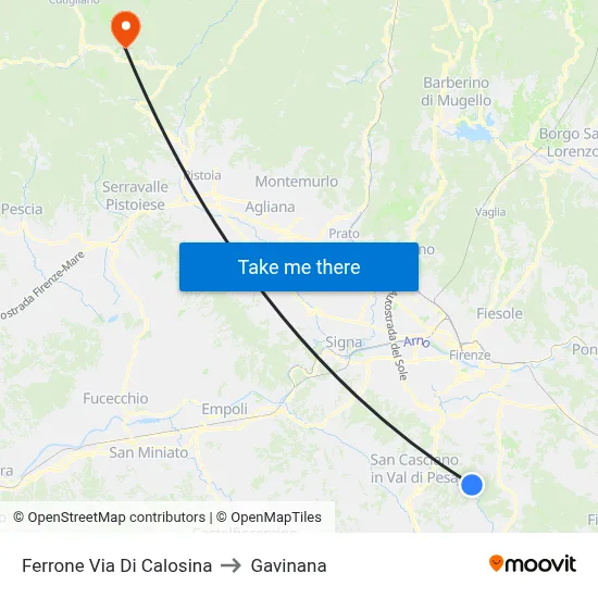 Ferrone Calosina Street to Gavinana map