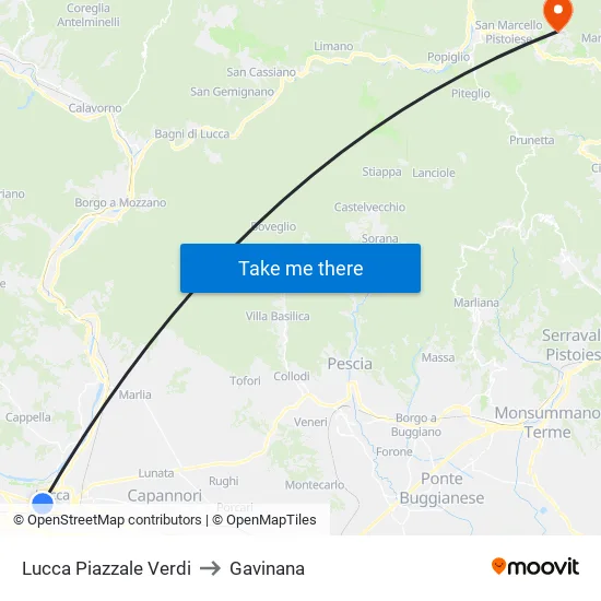 Lucca Piazzale Verdi to Gavinana map