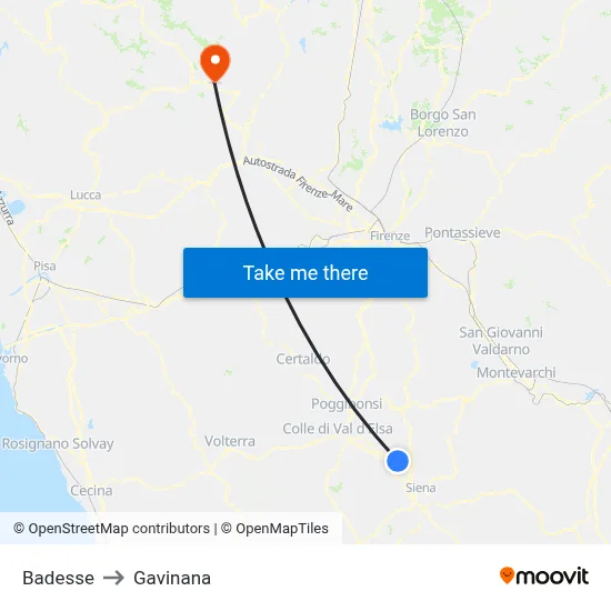 Badesse to Gavinana map