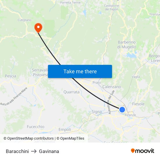 Baracchini to Gavinana map