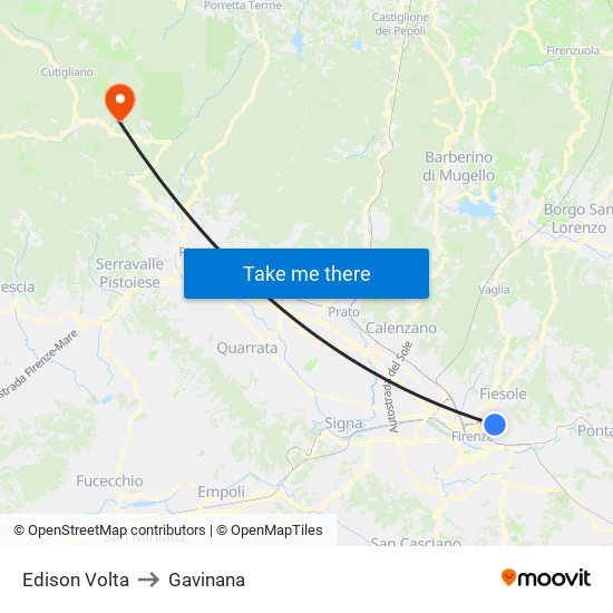 Edison Volta to Gavinana map