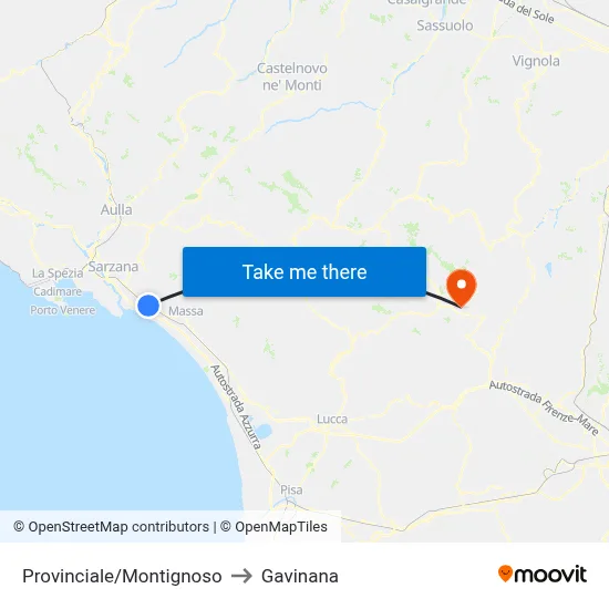 Provincial Road/Montignoso to Gavinana map