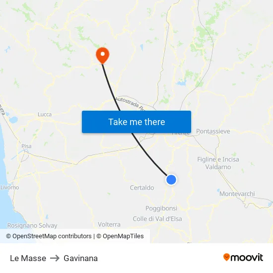 Le Masse to Gavinana map