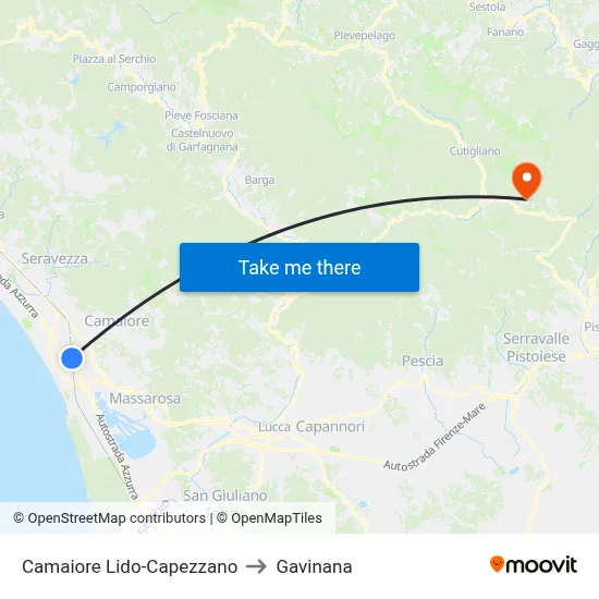 Camaiore Lido-Capezzano to Gavinana map