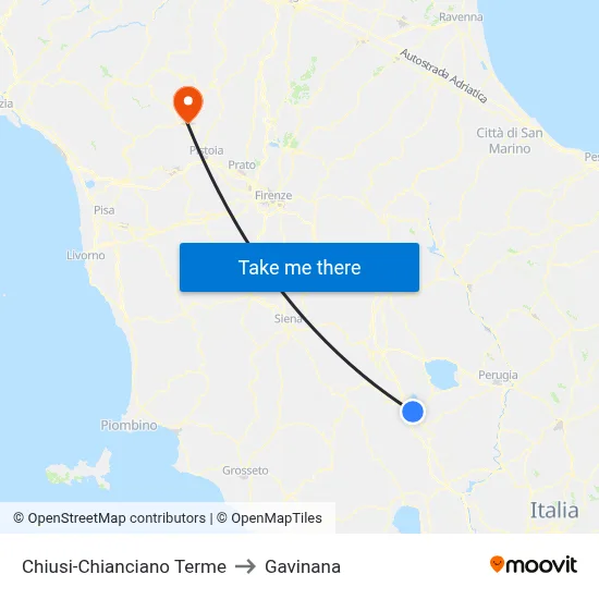 Chiusi-Chianciano Terme to Gavinana map