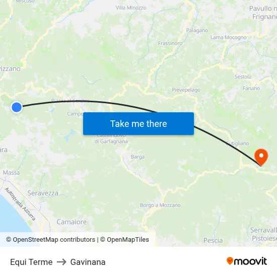 Equi Terme to Gavinana map