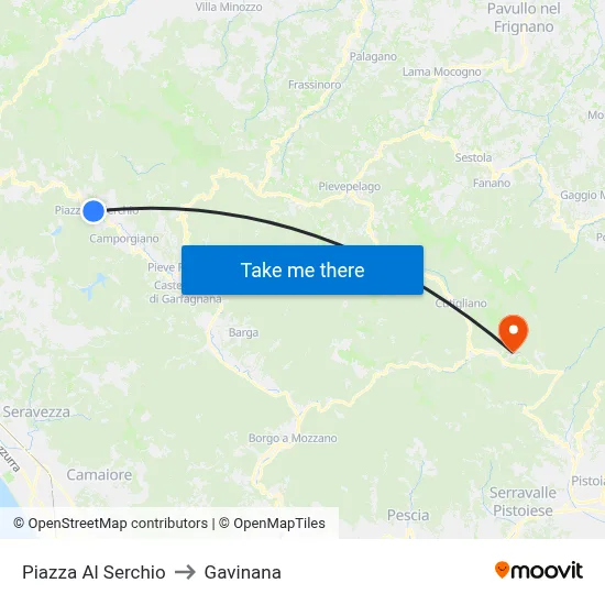 Piazza Al Serchio to Gavinana map
