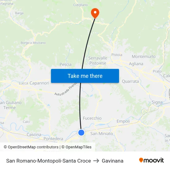 San Romano-Montopoli-Santa Croce to Gavinana map
