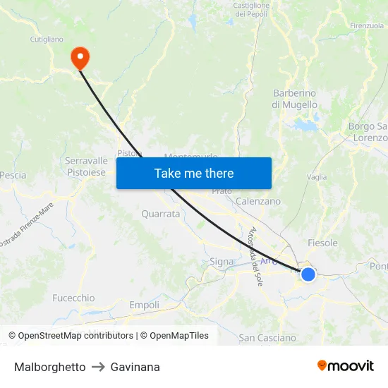 Malborghetto to Gavinana map