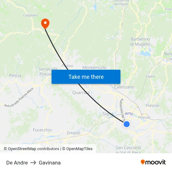 De Andre to Gavinana map