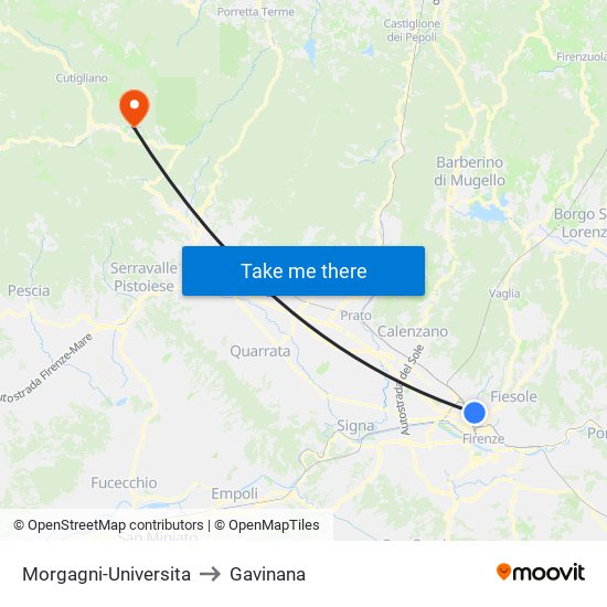 Morgagni-Universita to Gavinana map