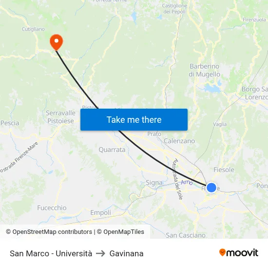 San Marco - University to Gavinana map