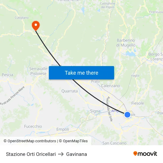 Orti Oricellari Station to Gavinana map