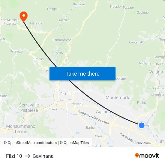 Filzi 10 to Gavinana map