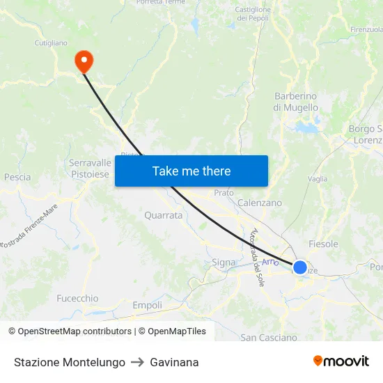 Montelungo Station to Gavinana map