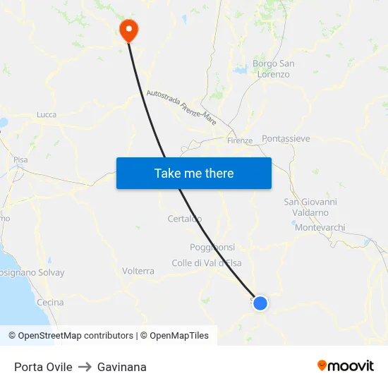 Porta Ovile to Gavinana map