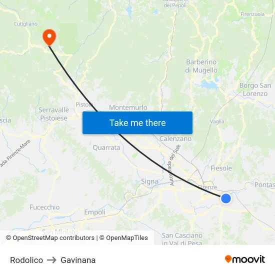 Rodolico to Gavinana map