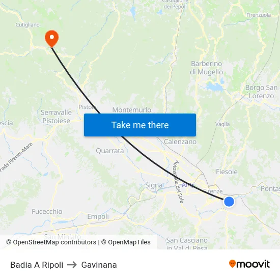 Badia A Ripoli to Gavinana map