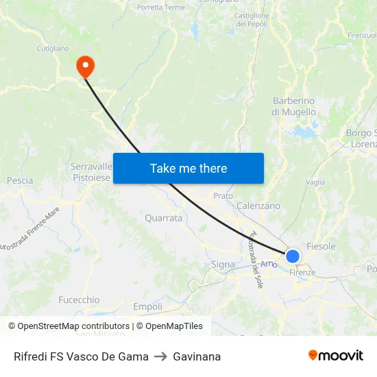 Rifredi Station Vasco De Gama to Gavinana map