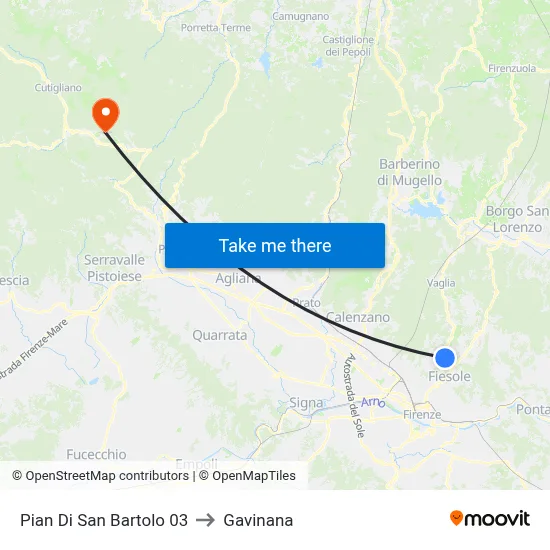 Pian di San Bartolo 03 to Gavinana map