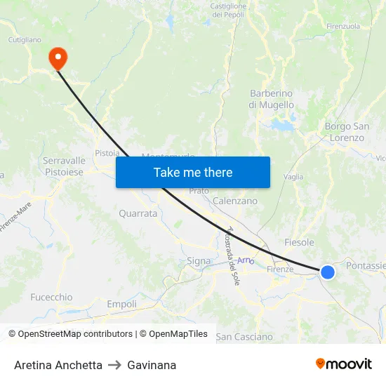 Aretina Anchetta to Gavinana map