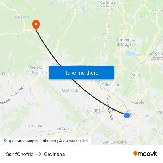 Sant'Onofrio to Gavinana map