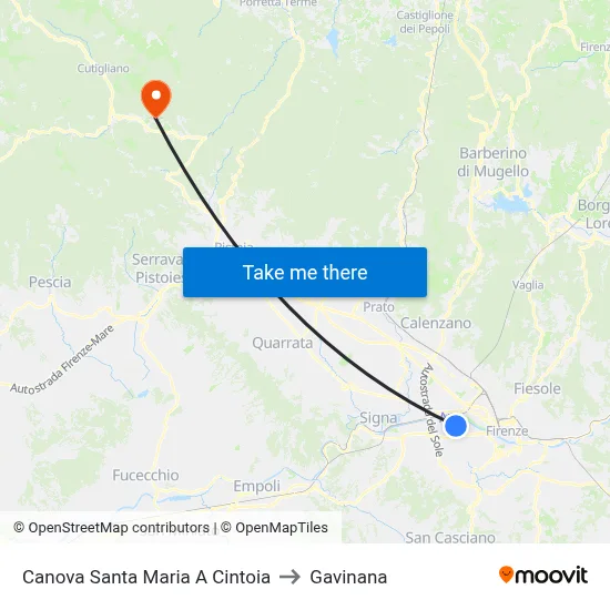 Canova Santa Maria a Cintoia to Gavinana map