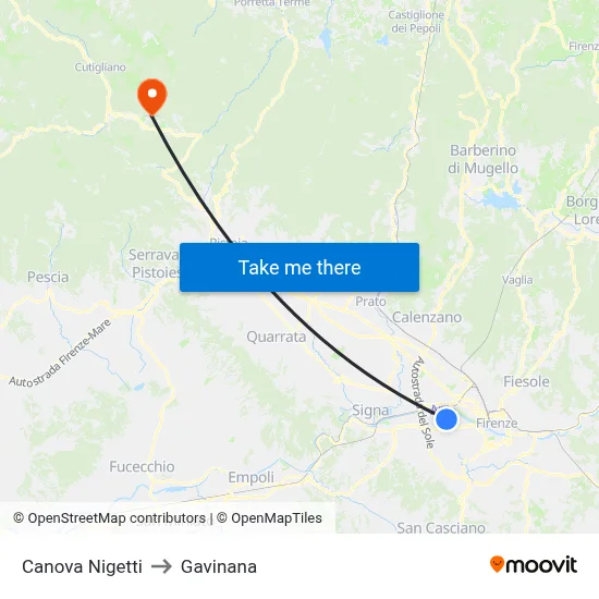 Canova Nigetti to Gavinana map